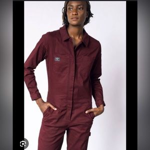 Wildfang Essential Coverall - Long sleeve, Merlot, size large